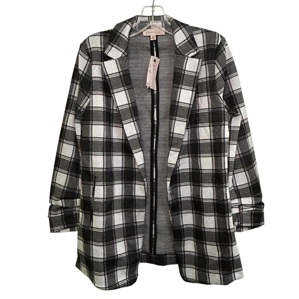 NWT Philosophy Women’s Checkered Plaid Blazer Stretch Business Party Sz Medium